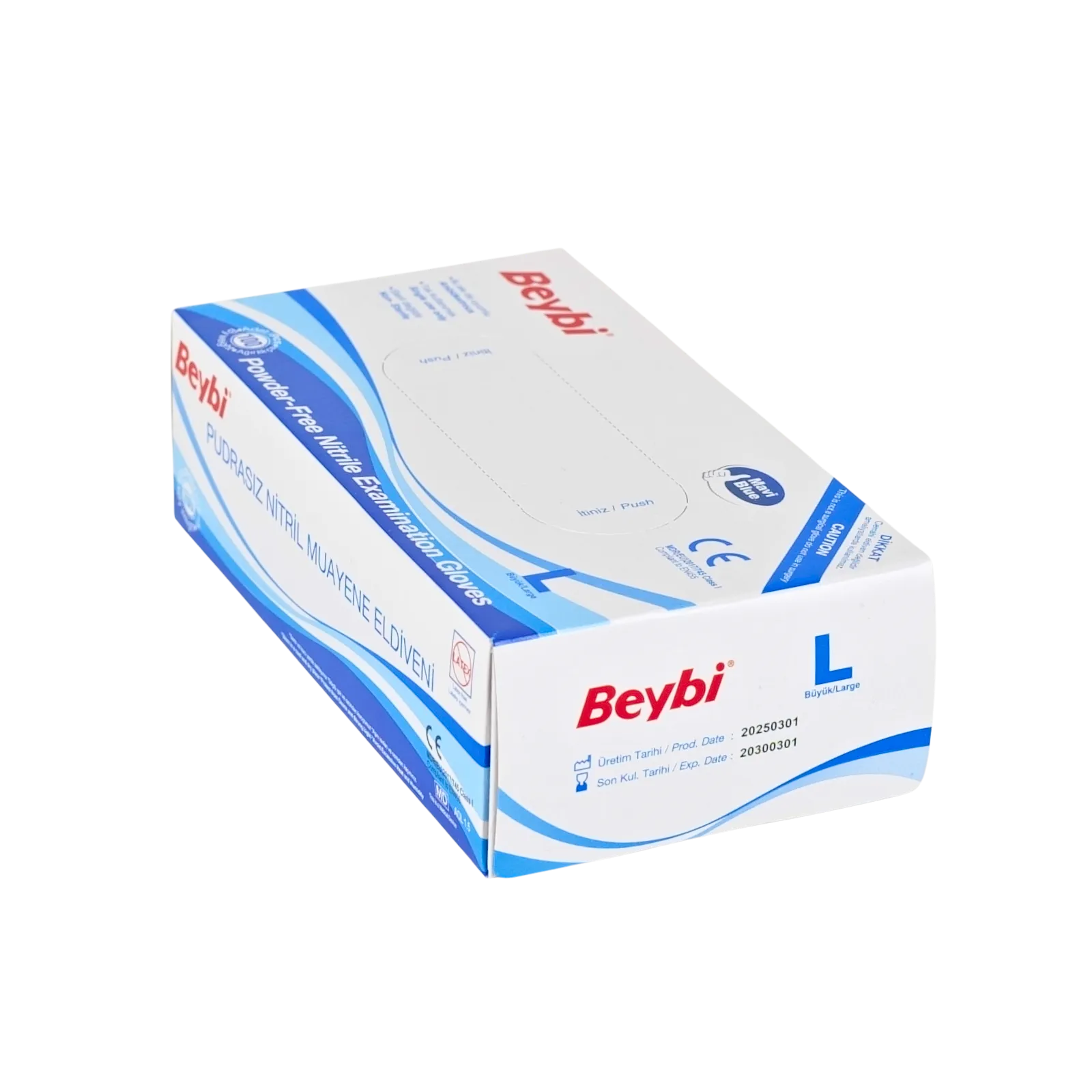 BEYBI Pudrasız Mavi Nitril Muayene Eldiveni - 100'lük Kutu - Görsel 8
