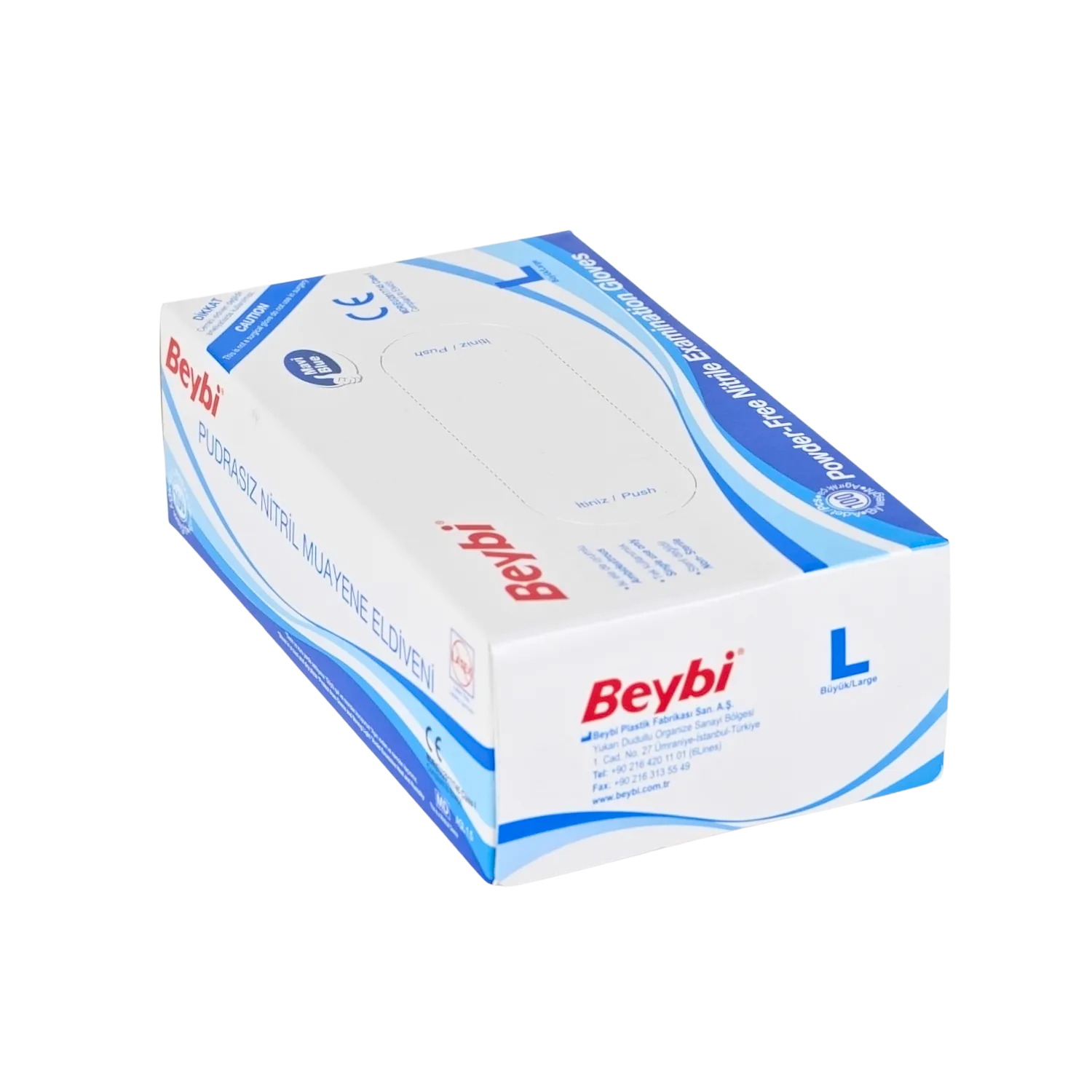 BEYBI Pudrasız Mavi Nitril Muayene Eldiveni - 100'lük Kutu - Görsel 10