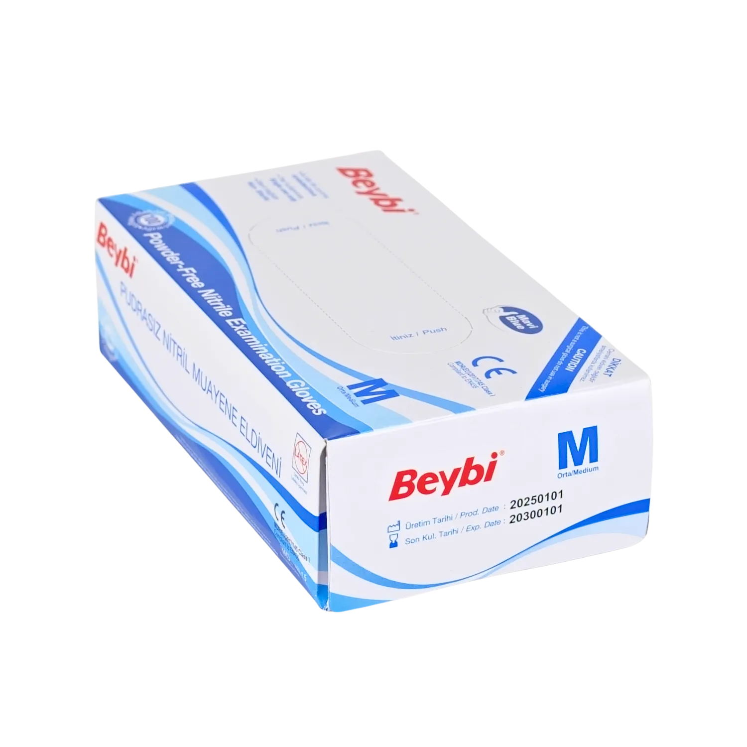 BEYBI Pudrasız Mavi Nitril Muayene Eldiveni - 100'lük Kutu - Görsel 3