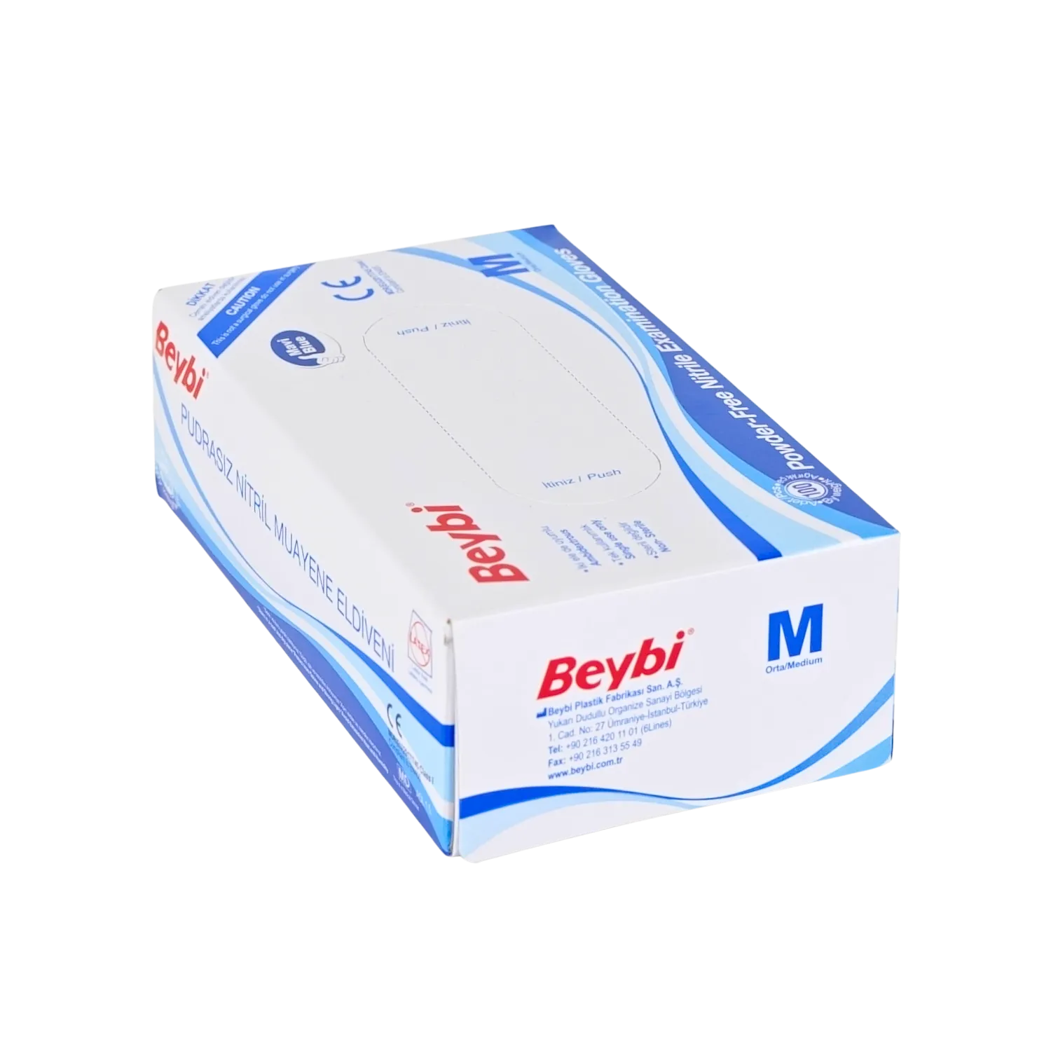 BEYBI Pudrasız Mavi Nitril Muayene Eldiveni - 100'lük Kutu - Görsel 5