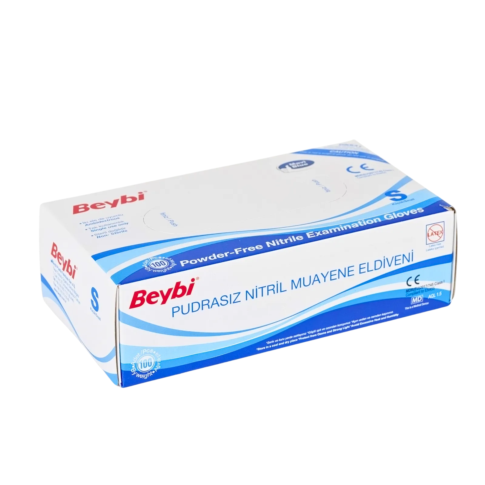 BEYBI Pudrasız Mavi Nitril Muayene Eldiveni - 100'lük Kutu - Görsel 12