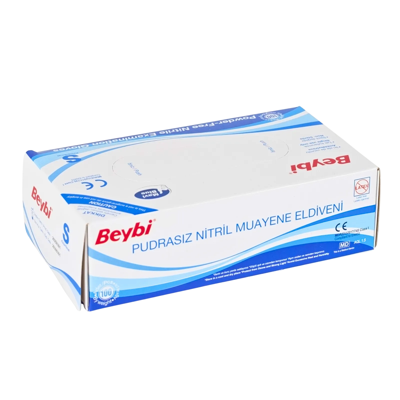 BEYBI Pudrasız Mavi Nitril Muayene Eldiveni - 100'lük Kutu - Görsel 14