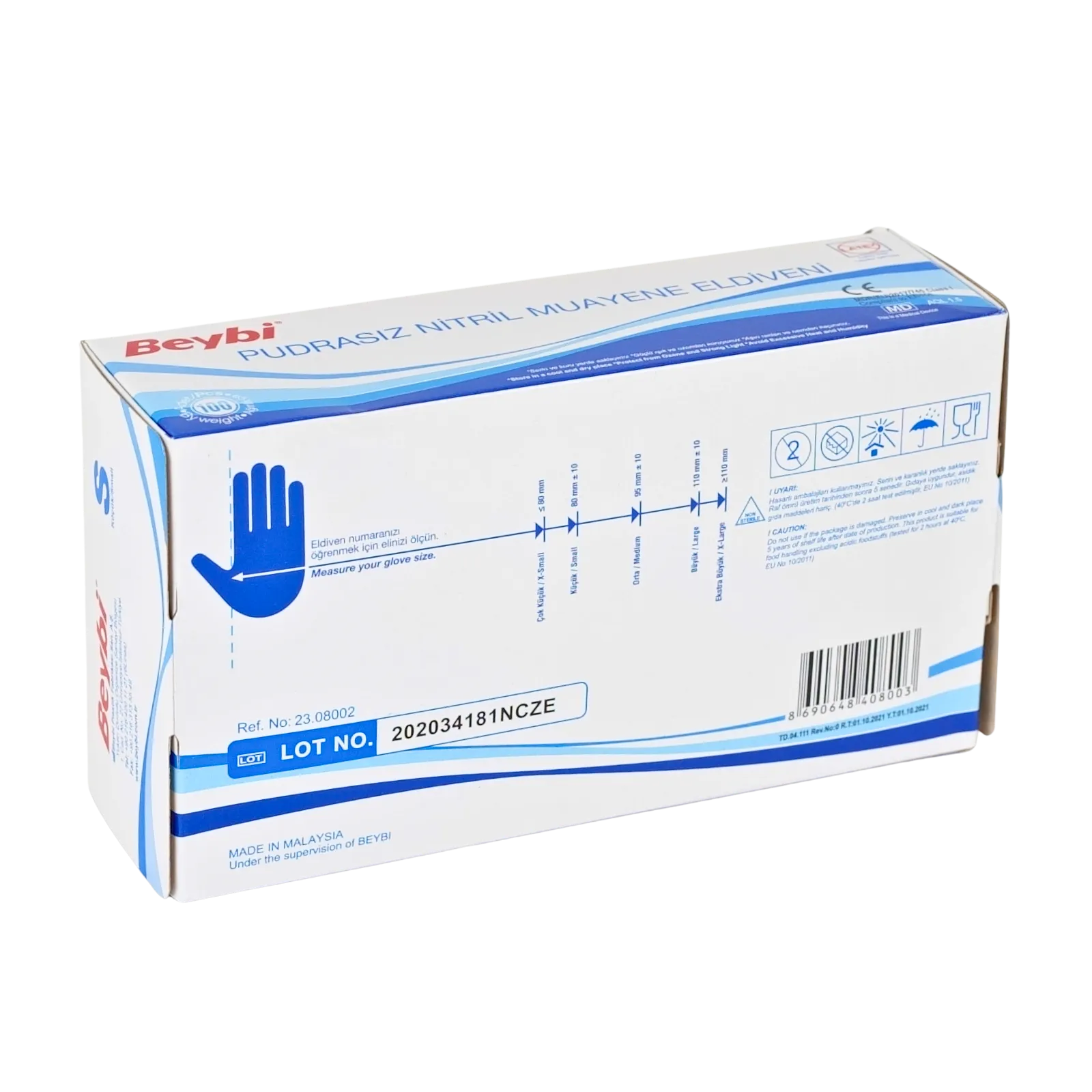BEYBI Pudrasız Mavi Nitril Muayene Eldiveni - 100'lük Kutu - Görsel 16