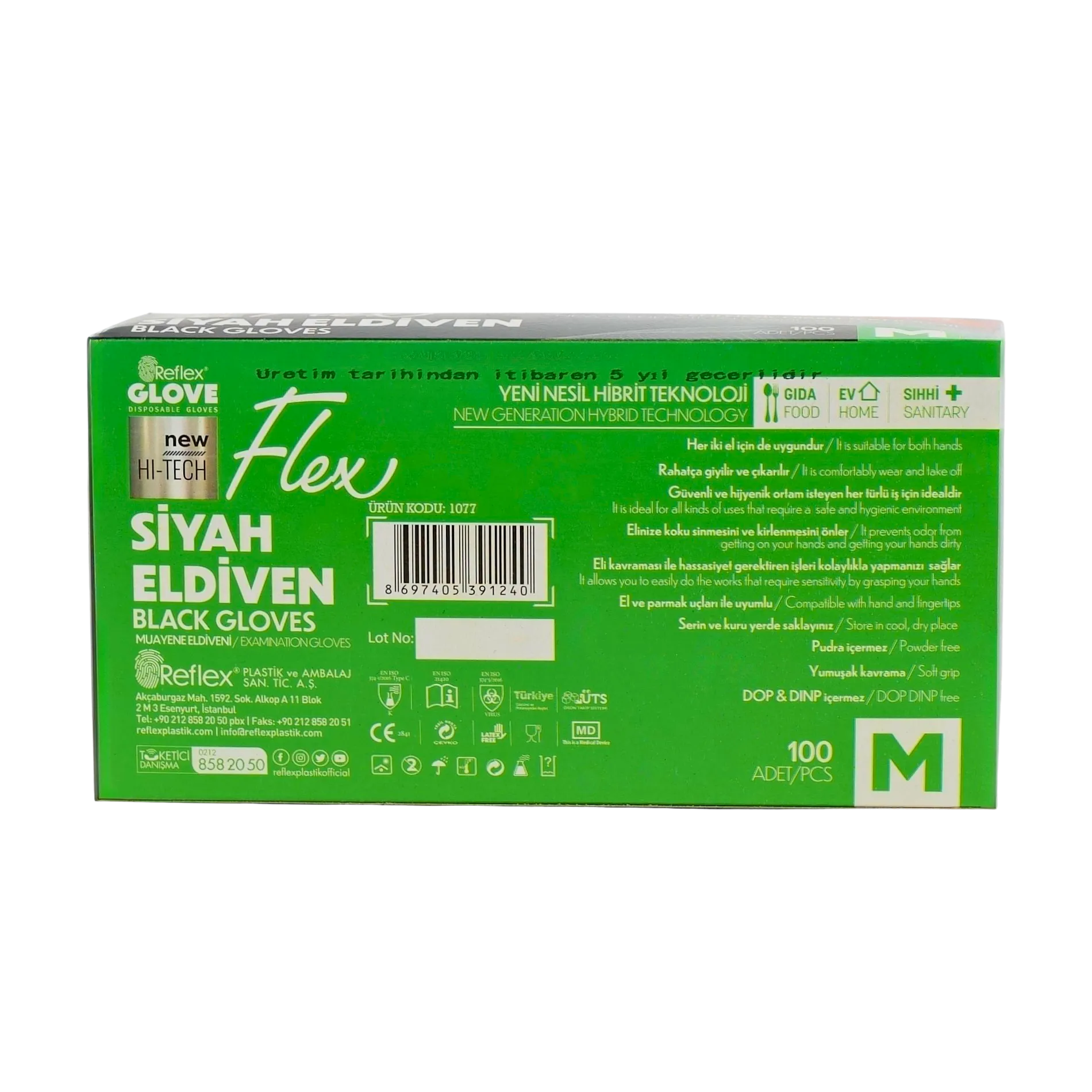 REFLEX Flex Eldiven Siyah Pudrasız (M) - Görsel 3