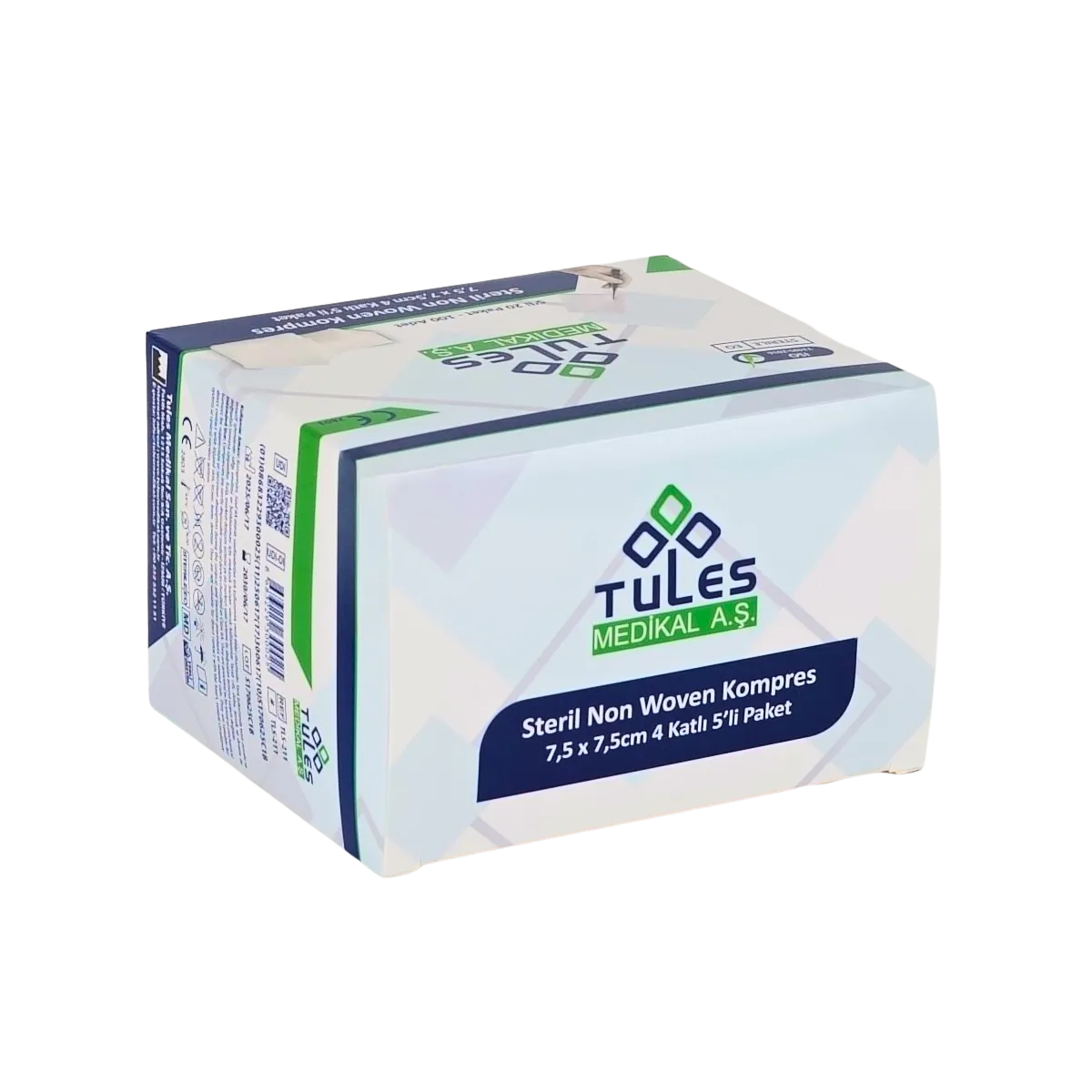 TULES Steril Non Wowen Gaz Kompres 4 Katlı 7,5CmX7,5Cm 20X5 Adet - Görsel 2