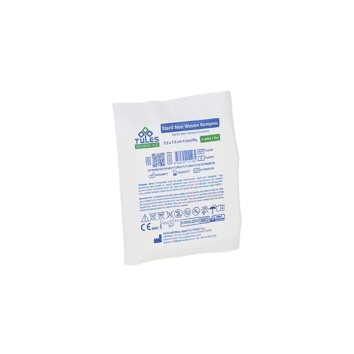 TULES Steril Non Wowen Gaz Kompres 4 Katlı 7,5CmX7,5Cm 20X5 Adet - Görsel 4