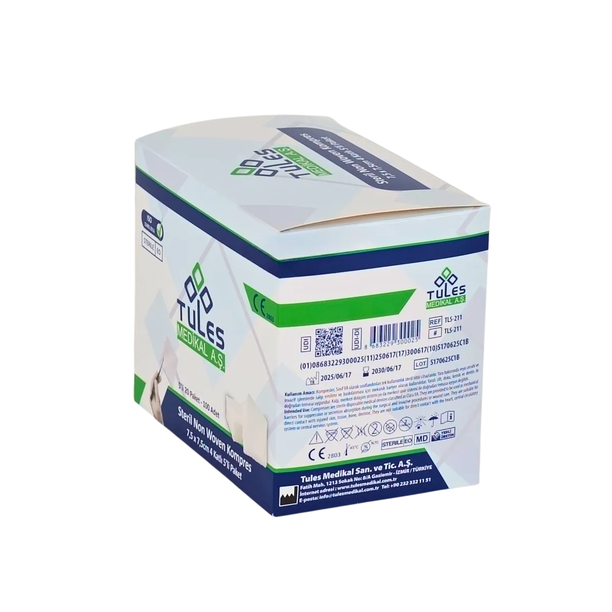 TULES Steril Non Wowen Gaz Kompres 4 Katlı 7,5CmX7,5Cm 20X5 Adet - Görsel 5