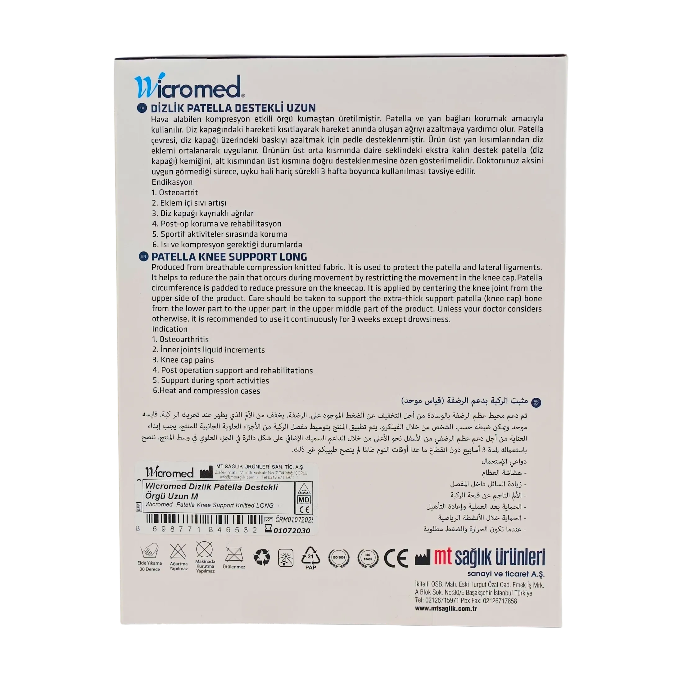 WICROMED Dizlik Patella Destekli Örgü Uzun - Görsel 3